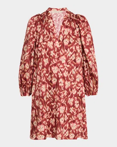 Vanessa Bruno Vanessa Floral-print Cotton Mini Shift Dress In Burgundy