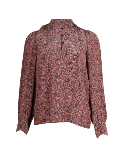 Pre-owned Vanessa Bruno Vannessa Bruno Ned Floral-print Blouse In Pink Silk In Brown