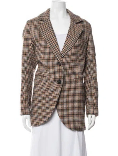 Pre-owned Vanessa Bruno Virgin Wool Houndstooth Print Blazer In Multicolor