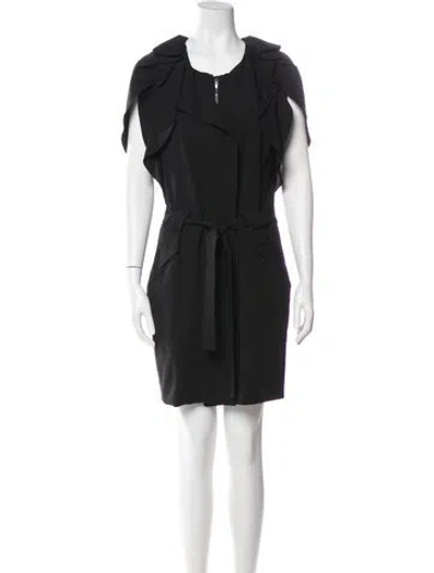 Pre-owned Vanessa Bruno Virgin Wool Mini Dress In Black