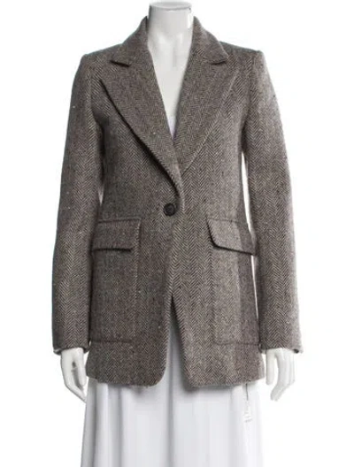 Pre-owned Vanessa Bruno Virgin Wool Tweed Pattern Blazer W/ Tags In Multi