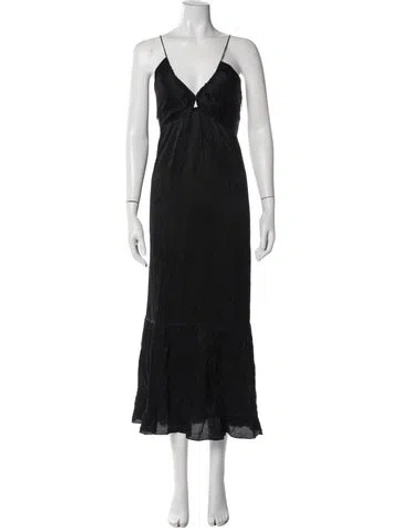 Pre-owned Vanessa Bruno V-neck Long Dress In Black