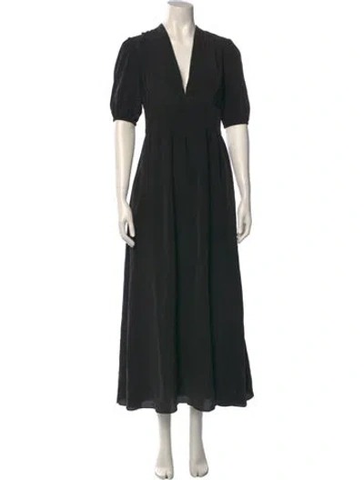 Pre-owned Vanessa Bruno V-neck Long Dress In Black