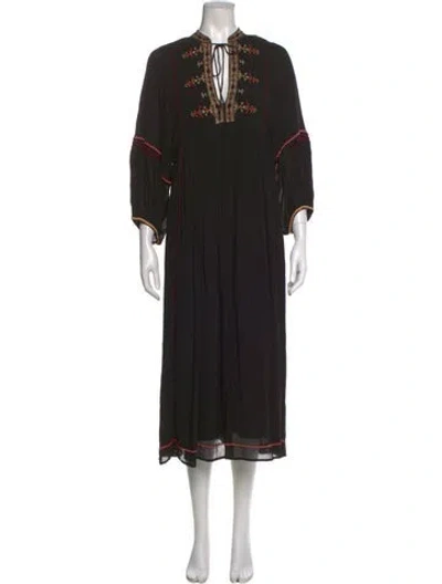 Pre-owned Vanessa Bruno V-neck Long Dress In Black