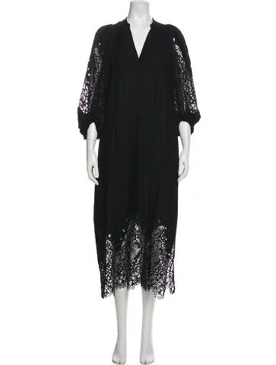 Pre-owned Vanessa Bruno V-neck Long Dress In Black