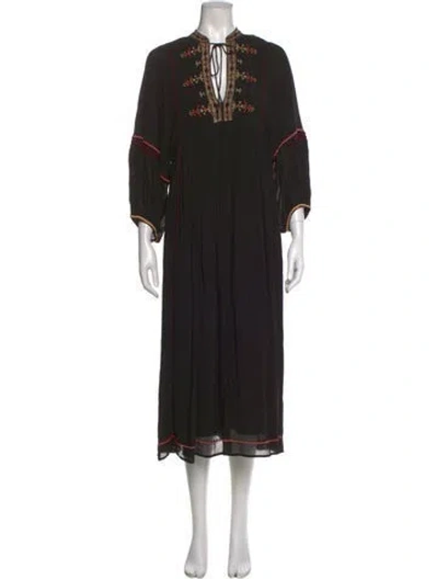 Pre-owned Vanessa Bruno V-neck Long Dress In Black
