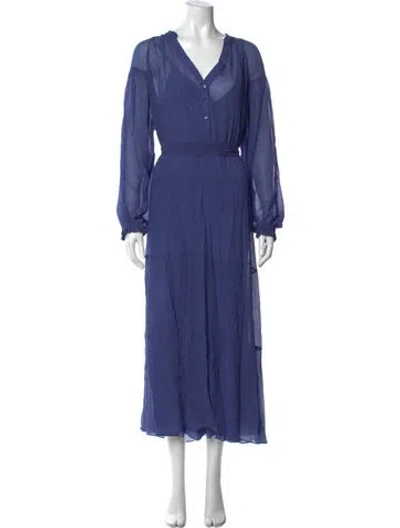 Pre-owned Vanessa Bruno V-neck Long Dress In Blue