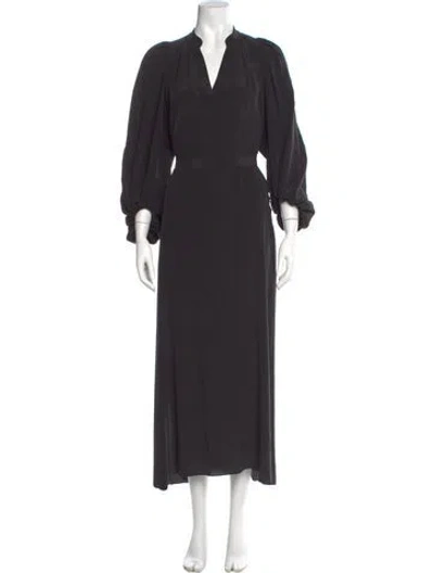 Pre-owned Vanessa Bruno V-neck Long Dress In Gray
