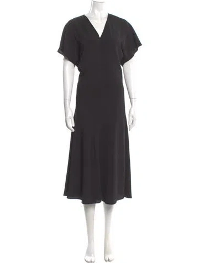 Pre-owned Vanessa Bruno V-neck Long Dress In Gray