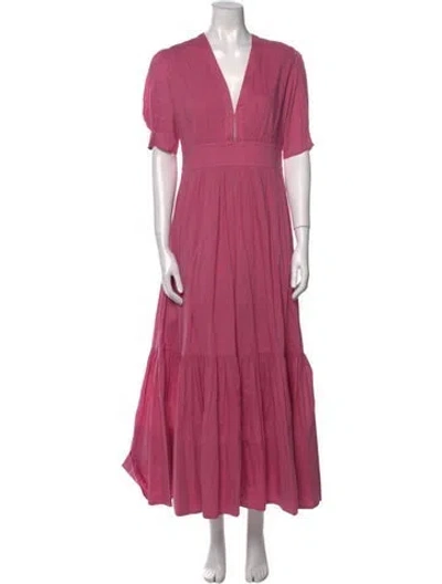 Pre-owned Vanessa Bruno V-neck Long Dress In Pink