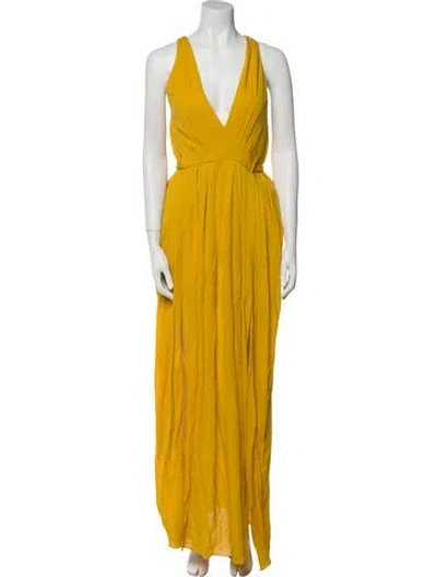 Pre-owned Vanessa Bruno V-neck Long Dress In Yellow