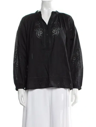 Pre-owned Vanessa Bruno V-neck Long Sleeve Blouse In Blue