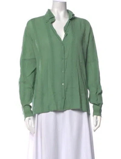 Pre-owned Vanessa Bruno V-neck Long Sleeve Blouse In Green