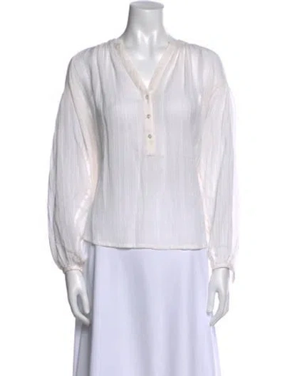 Pre-owned Vanessa Bruno V-neck Long Sleeve Blouse In Neutral