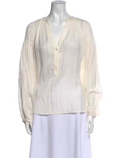 Pre-owned Vanessa Bruno V-neck Long Sleeve Blouse In Neutral