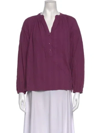 Pre-owned Vanessa Bruno V-neck Long Sleeve Blouse In Purple