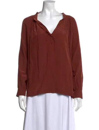 Pre-owned Vanessa Bruno V-neck Long Sleeve Blouse W/ Tags In Orange