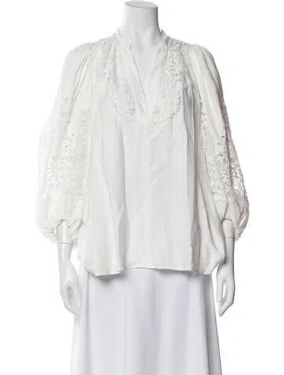 Pre-owned Vanessa Bruno V-neck Long Sleeve Blouse W/ Tags In White