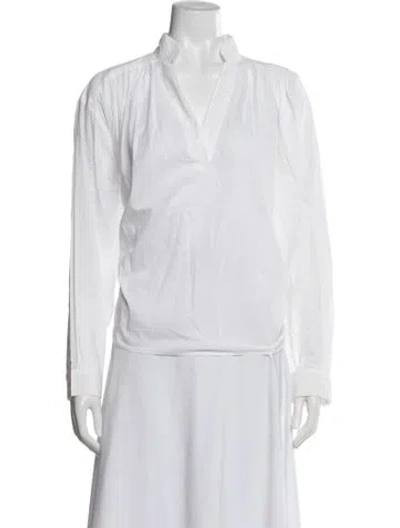 Pre-owned Vanessa Bruno V-neck Long Sleeve Blouse In White