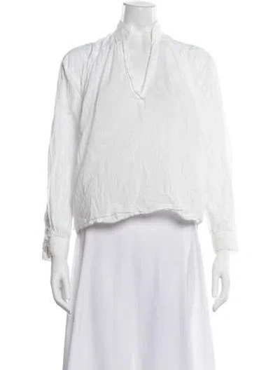 Pre-owned Vanessa Bruno V-neck Long Sleeve Blouse In White