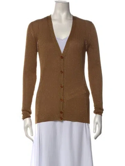 Pre-owned Vanessa Bruno V-neck Long Sleeve Button-up Top In Brown