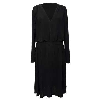 Vanessa Bruno V-neck Long Sleeve Midi Dress In Black Viscose