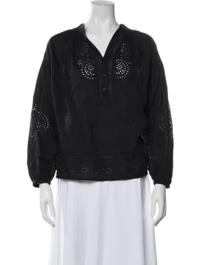 Pre-owned Vanessa Bruno V-neck Long Sleeve Top In Black