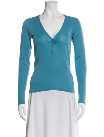Pre-owned Vanessa Bruno V-neck Long Sleeve Top In Blue