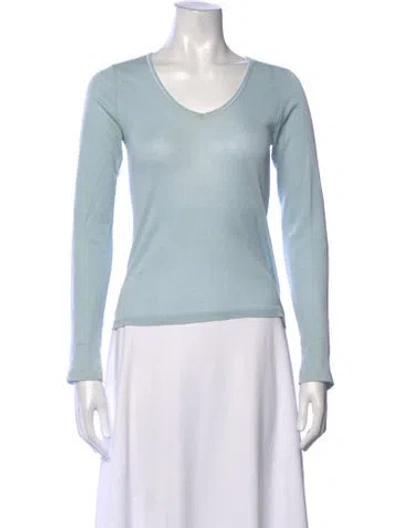 Pre-owned Vanessa Bruno V-neck Long Sleeve Top In Blue