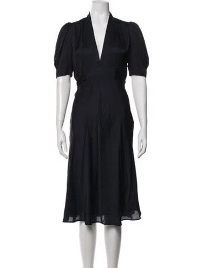 Pre-owned Vanessa Bruno V-neck Midi Length Dress In Blue