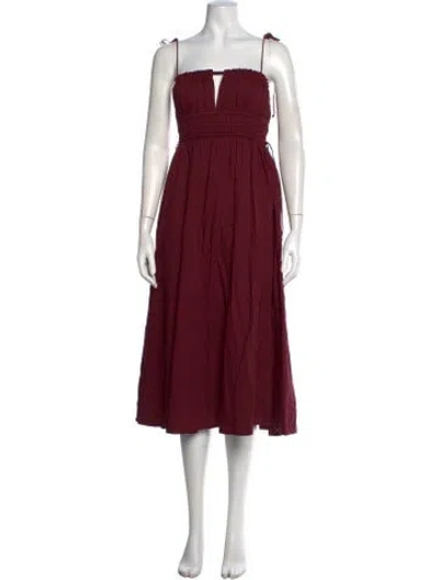 Pre-owned Vanessa Bruno V-neck Midi Length Dress In Burgundy