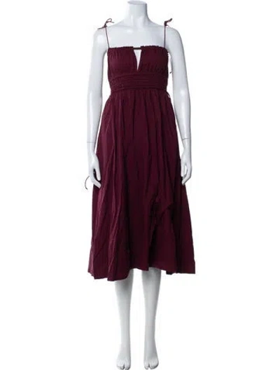Pre-owned Vanessa Bruno V-neck Midi Length Dress In Burgundy