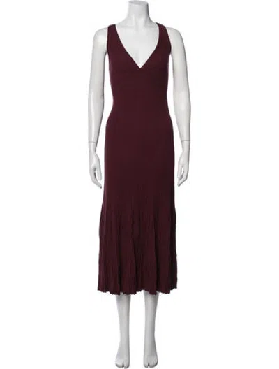 Pre-owned Vanessa Bruno V-neck Midi Length Dress In Burgundy