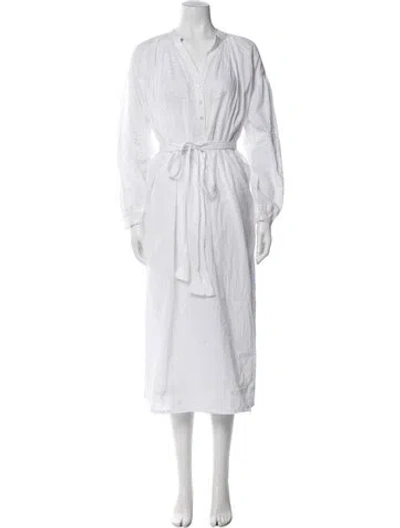 Pre-owned Vanessa Bruno V-neck Midi Length Dress In White