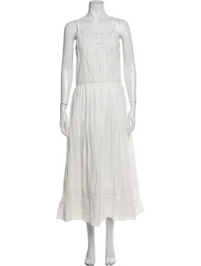 Pre-owned Vanessa Bruno V-neck Midi Length Dress In White