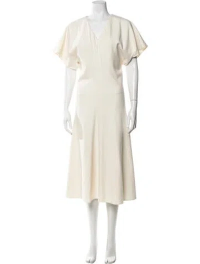 Pre-owned Vanessa Bruno V-neck Midi Length Dress In Yellow