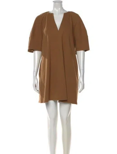 Pre-owned Vanessa Bruno V-neck Mini Dress In Brown