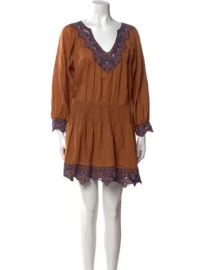 Pre-owned Vanessa Bruno V-neck Mini Dress In Brown