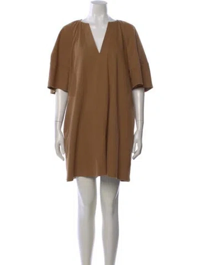 Pre-owned Vanessa Bruno V-neck Mini Dress In Brown