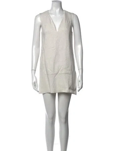 Pre-owned Vanessa Bruno V-neck Mini Dress In Grey