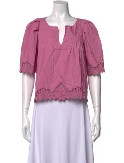 Pre-owned Vanessa Bruno V-neck Short Sleeve Blouse In Pink