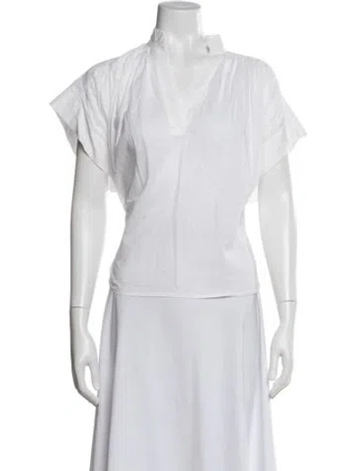 Pre-owned Vanessa Bruno V-neck Short Sleeve Blouse In White