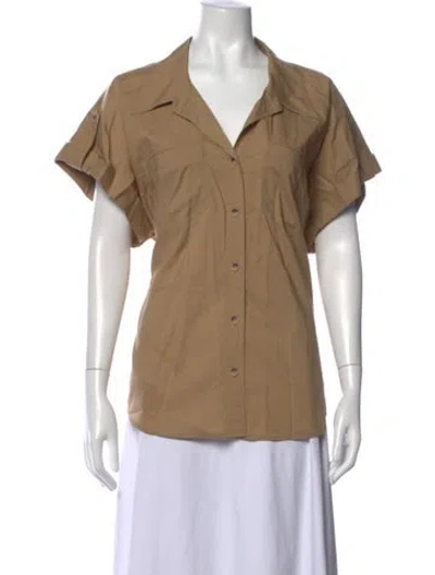 Pre-owned Vanessa Bruno V-neck Short Sleeve Button-up Top In Neutrals