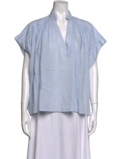 Pre-owned Vanessa Bruno V-neck Short Sleeve Top In Blue