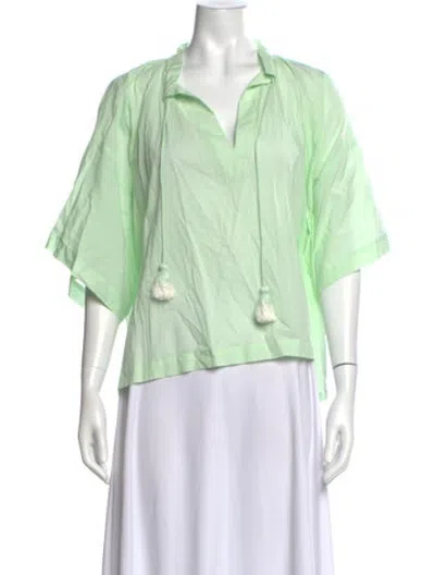 Pre-owned Vanessa Bruno V-neck Short Sleeve Top In Green