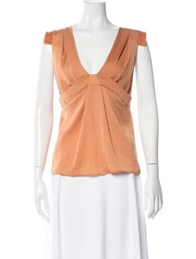 Pre-owned Vanessa Bruno V-neck Sleeveless Blouse In Orange