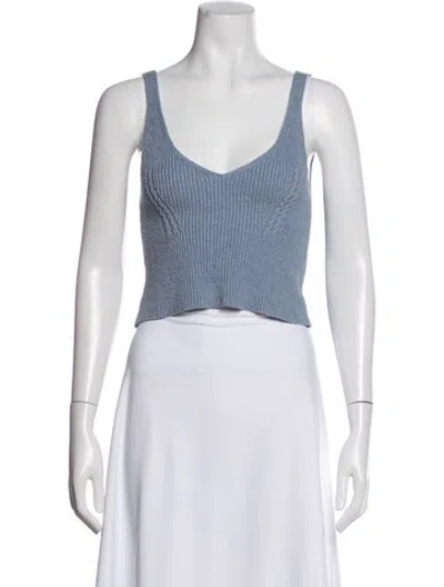 Pre-owned Vanessa Bruno V-neck Sleeveless Crop Top In Gray