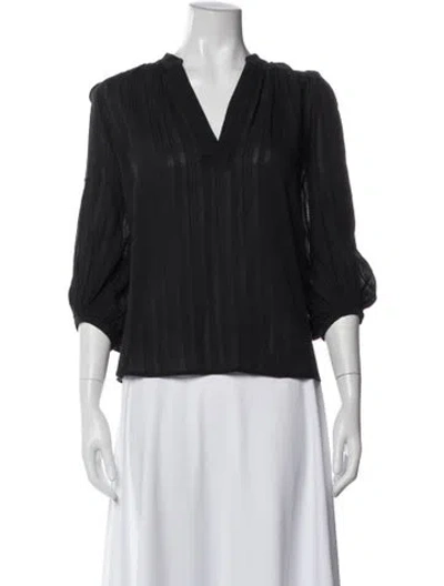 Pre-owned Vanessa Bruno V-neck Three-quarter Sleeve Blouse In Gray