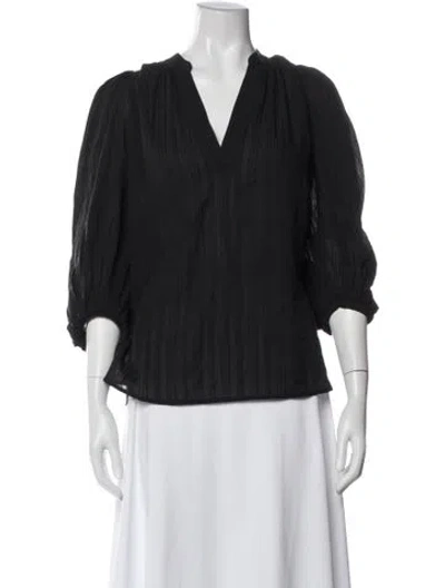 Pre-owned Vanessa Bruno V-neck Three-quarter Sleeve Blouse In Gray