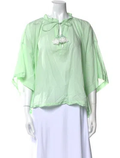 Pre-owned Vanessa Bruno V-neck Three-quarter Sleeve Blouse In Green